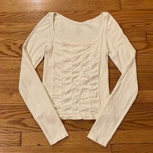 Intimately by free people size m/l ivory stretch long sleeve top